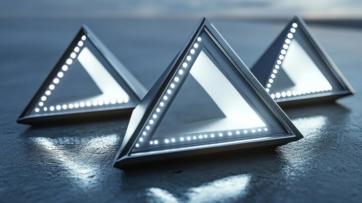 Foto triángulos iluminados una composición abstracta moderna