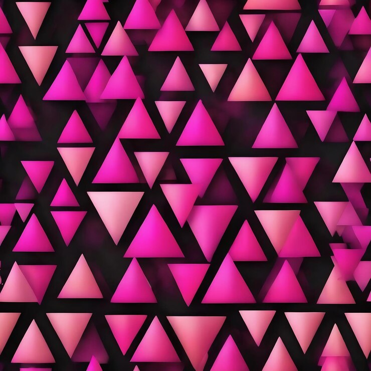 Foto triángulos rosados equiláteros en negro con sombreado ilustración abstracta