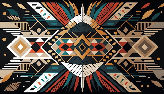 Foto tribal abstrakte geometrische formen muster. ki generativ.