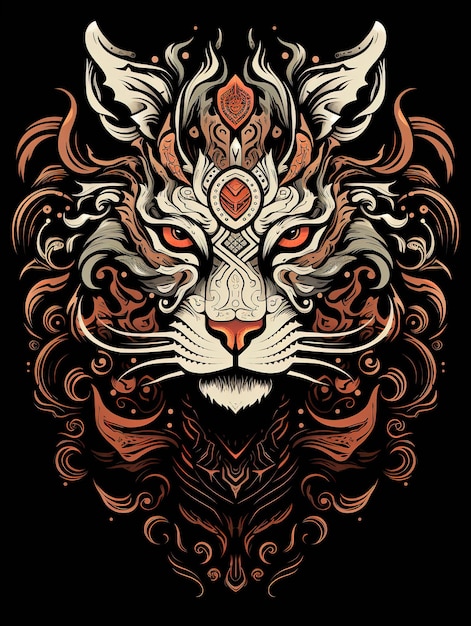 Tribal Spirit Tiere Ein von Stammeskunst inspiriertes T-Shirt-Design mit aufwendig detaillierten Spiri