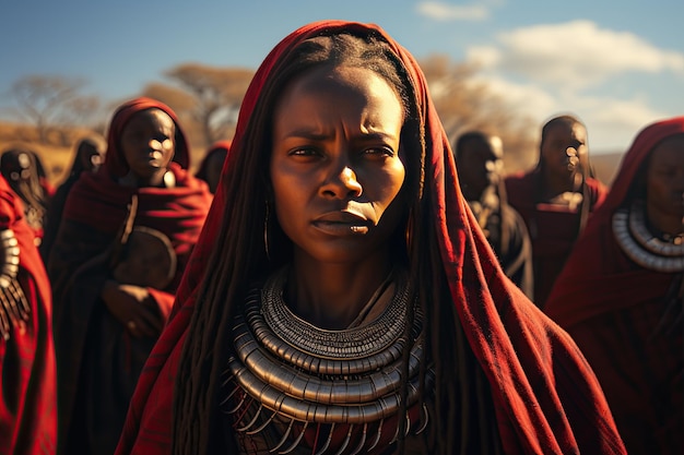 La tribu Maasai conocida por su ropa y cultura distintivas Generada con IA