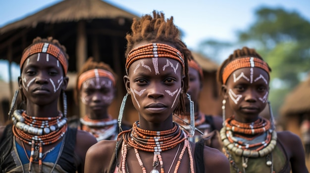 Foto tribus tradicionales asaro en papúa nueva guinea