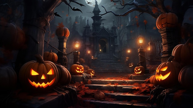 Tribute místico de Halloween Ilustração de fantasia de abóbora