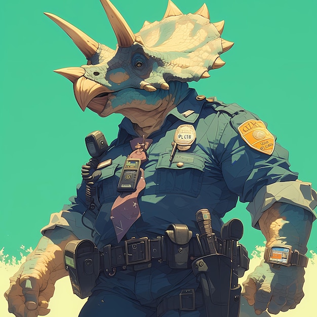 Triceratops als Polizist Jurassic Law Enforcement