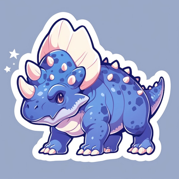 Foto triceratops animal chibi estilo de desenho animado isolado fundo plano