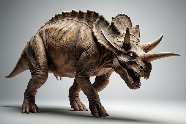 Triceratops Dinosaurier voller Körper auf weißem Hintergrund hyper detaillierte weiche Beleuchtung photorealisti kultra realistisch