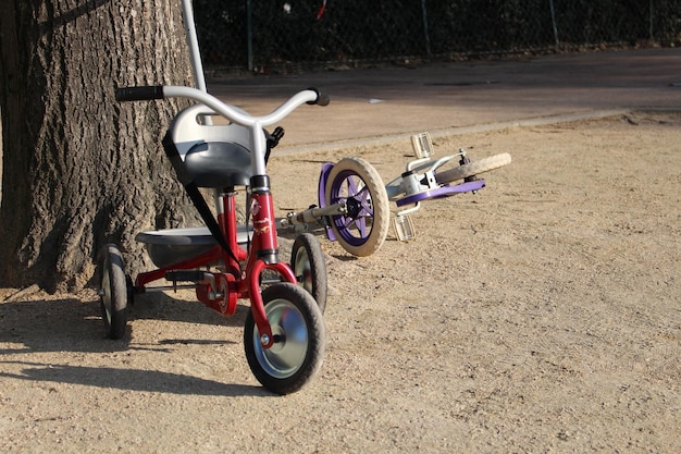 Foto triciclo por bicicleta en el campo