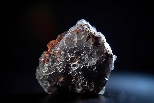 Tridimita piedra mineral fósil fósil cristalino geológico fondo oscuro de primer plano