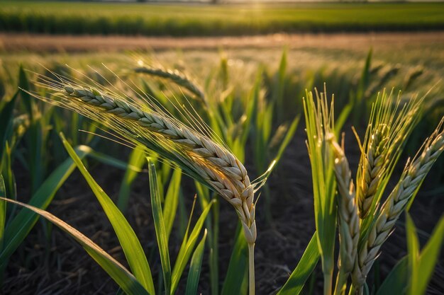 Trigo recém-crescido num campo