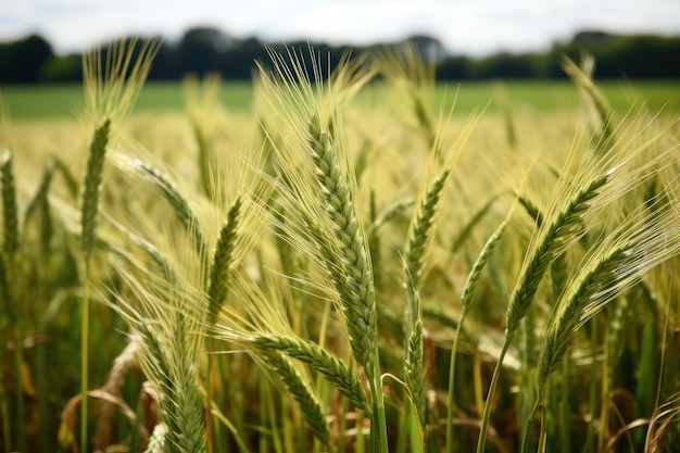 El trigo recién cultivado en un campo