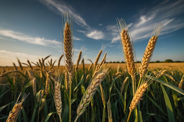 El trigo recién cultivado en un campo