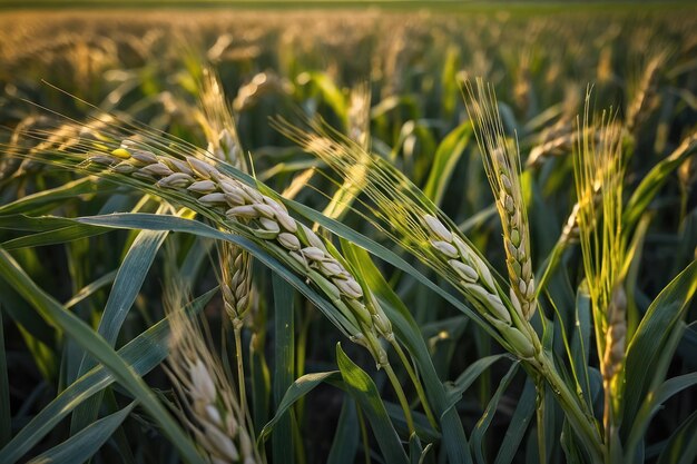 El trigo recién cultivado en un campo