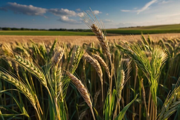 El trigo recién cultivado en un campo