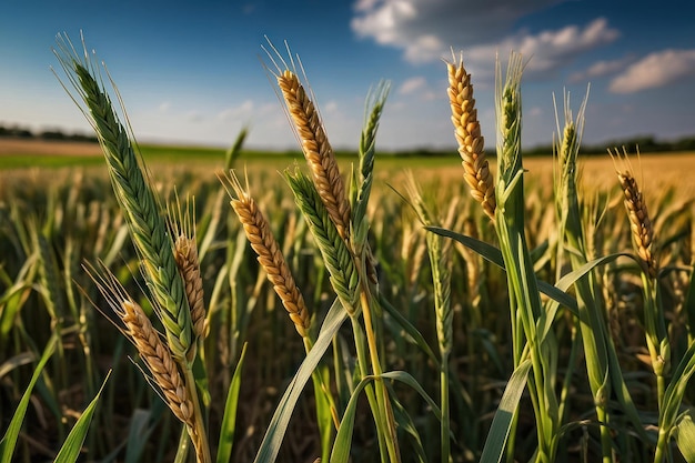 El trigo recién cultivado en un campo