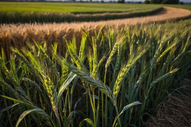 El trigo recién cultivado en un campo