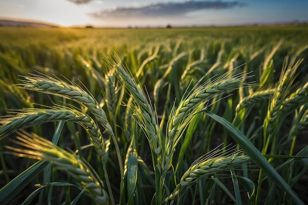 El trigo recién cultivado en un campo