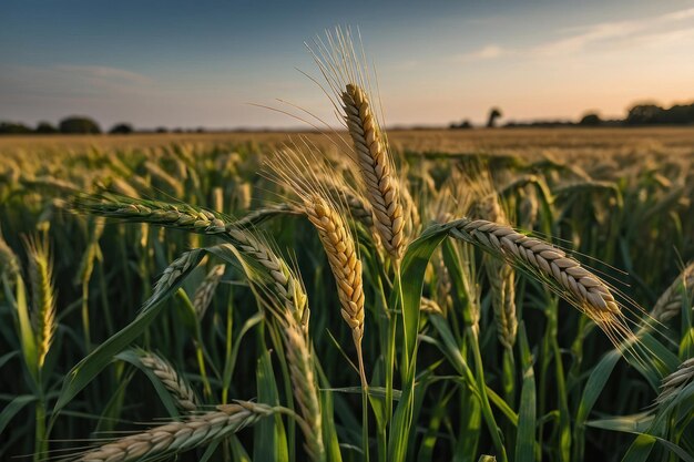 El trigo recién cultivado en un campo