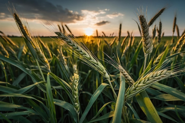 El trigo recién cultivado en un campo