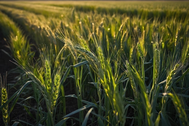 El trigo recién cultivado en un campo