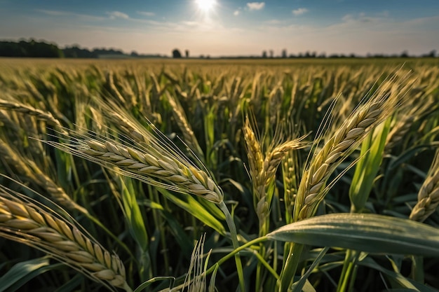 El trigo recién cultivado en un campo