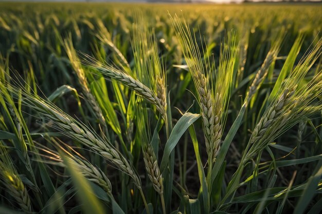 El trigo recién cultivado en un campo