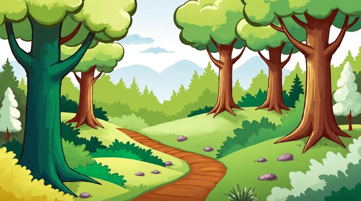 Foto trilha da floresta de desenhos animados