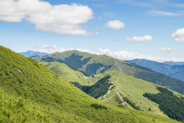 Foto trilha de caminhada na montanha hehuanshan, em taiwan