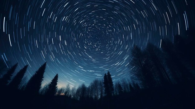 trilhas de estrelas no céu noturno