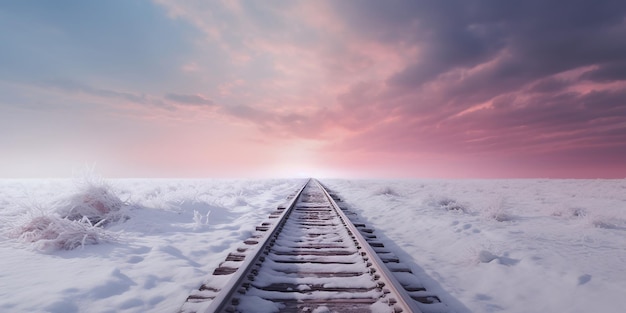 trilhas ferroviárias cobertas de neve