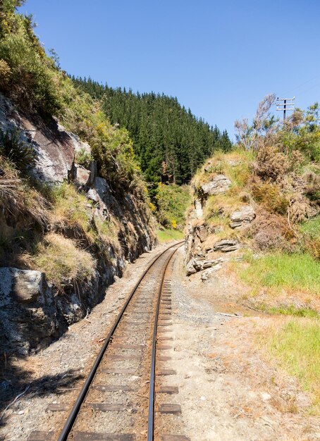 Trilho ferroviário até Taieri Gorge Nova Zelândia