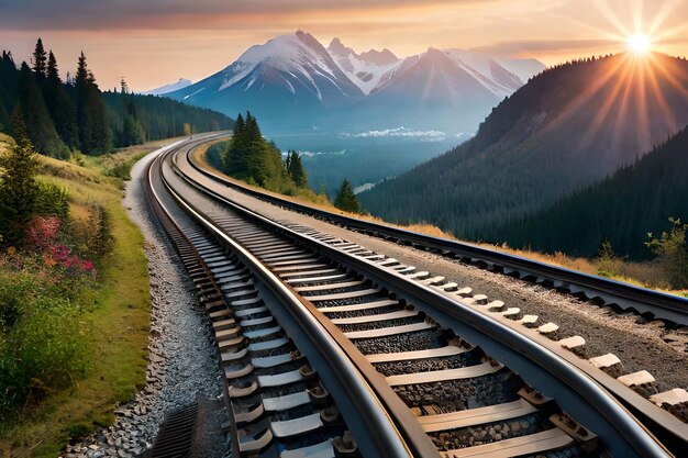 trilhos de trem pela natureza ao infinito na alemanha. 16634637 Foto de  stock no Vecteezy