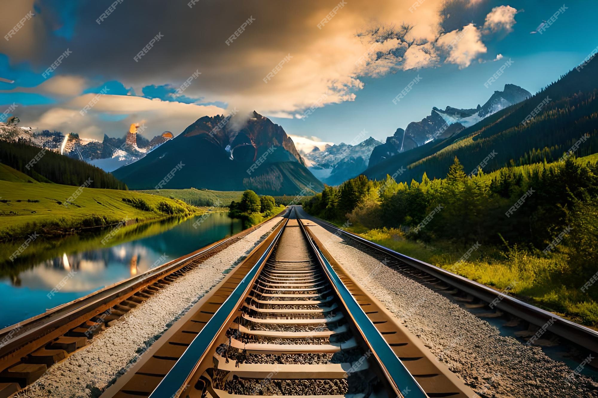 trilhos de trem pela natureza ao infinito na alemanha. 16634640 Foto de  stock no Vecteezy