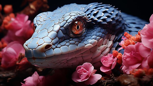 Foto trimeresurus insularis ou blue insularis ou indonesian generative ai