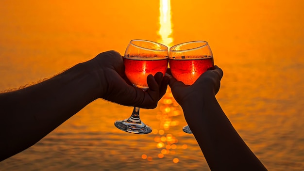 Trinken Sie Wein am Meer. Selektiver Fokus. Natur.