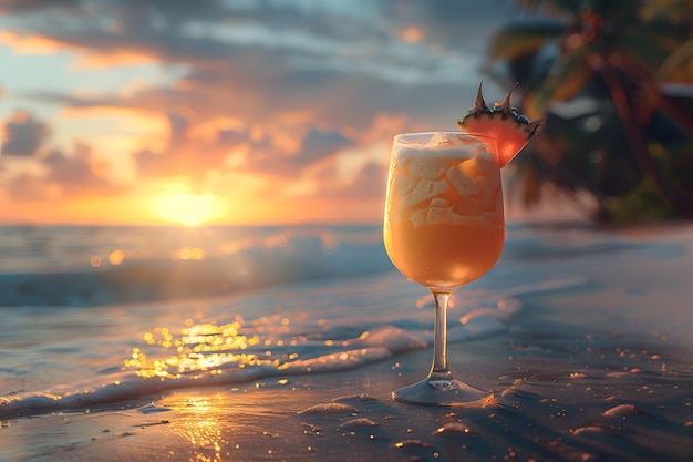 Trinken und Ruhe am Strand am Ozean Generative KI