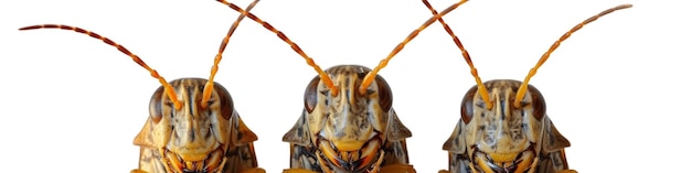 Trio von Insekten in detaillierter Makrofotografie, die Muster und Symmetrie in der Natur hervorhebt