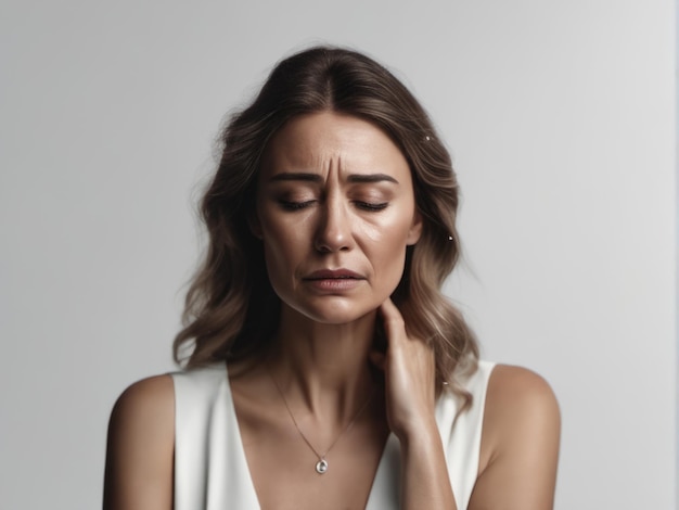 Triste, desesperada, afligida mujer llorando con lágrimas en los ojos durante problemas, dificultades de la vida, depresión