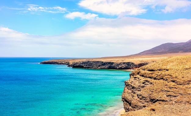 Trockene Landschaft der Strände in Fuerteventura Kanarische Inseln Spanien