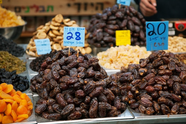 Trockenfrüchte auf dem Markt in Jerusalem, Israel