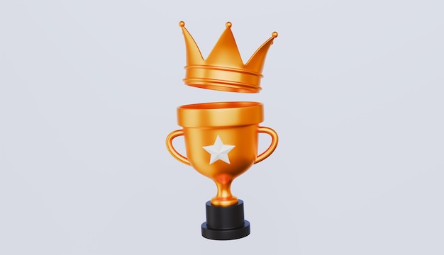 Un trofeo de campeón con corona de oro trofeo del campeón premio por logros copa de oro brillante