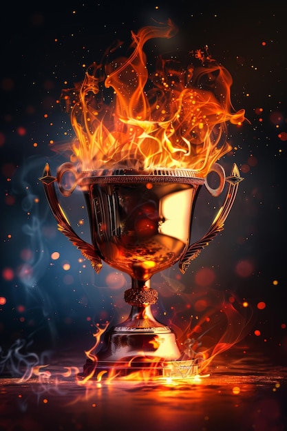 Trofeo de fuego que simboliza la victoria y la pasión