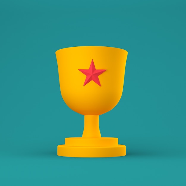 Trofeo naranja con estrella roja sobre pastel.