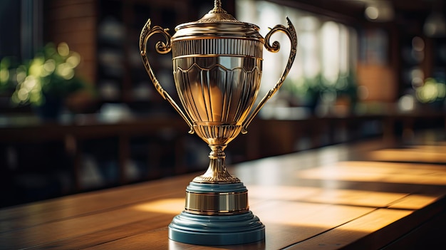 un trofeo de oro en una mesa