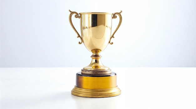 Trofeo de oro en superficie blanca