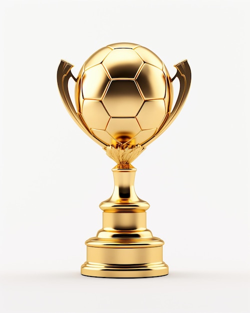 Troféu de futebol dourado isolado em fundo branco