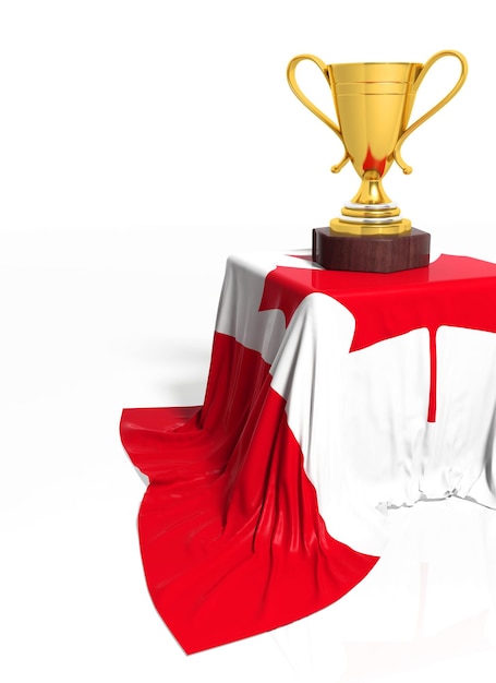 Foto troféu de ouro com bandeira canadense isolada em branco