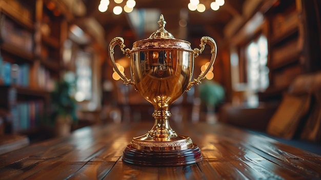 Foto troféu de ouro em exibição ai gerativa