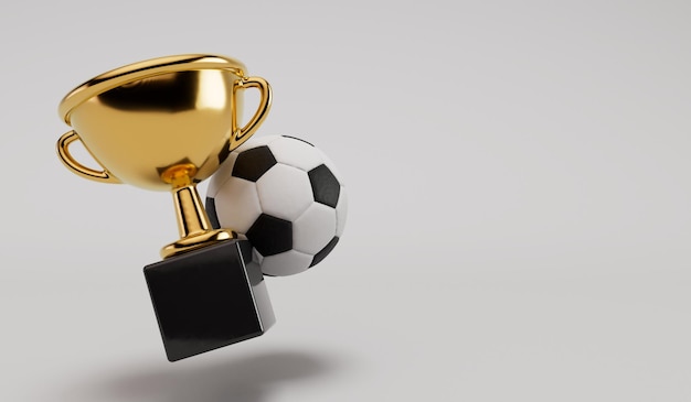 Troféu de vencedores de ouro e prêmio de futebol de futebol 3D Rendering