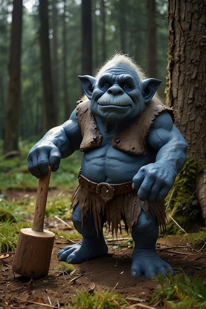 Foto el troll con el martillo es grande y muy mágico el troll está en el bosque el bosque es un troll misterioso