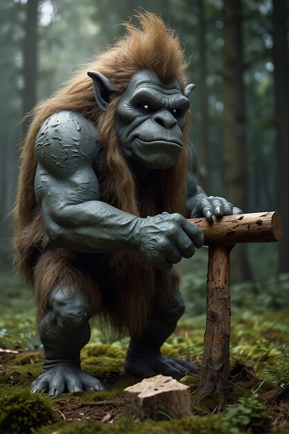 Foto el troll con el martillo es grande y muy mágico el troll está en el bosque el bosque es un troll misterioso